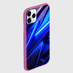 Чехол iPhone 11 Pro матовый Яркие неоновые геометрические линии, цвет: 3D-фиолетовый — фото 2