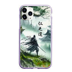 Чехол iPhone 11 Pro матовый Samurai - ghost of Tsushima, цвет: 3D-светло-сиреневый