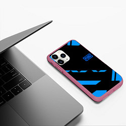 Чехол iPhone 11 Pro матовый PUBG blue geometry, цвет: 3D-малиновый — фото 2