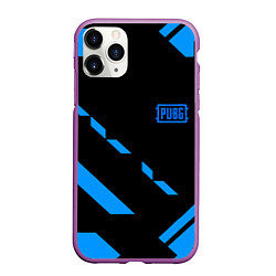 Чехол iPhone 11 Pro матовый PUBG blue geometry, цвет: 3D-фиолетовый