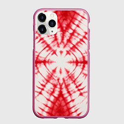 Чехол iPhone 11 Pro матовый Тай-дай бело-красный, цвет: 3D-малиновый