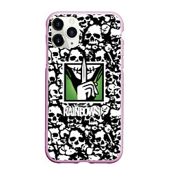 Чехол iPhone 11 Pro матовый Rainbow six pattern skull, цвет: 3D-розовый