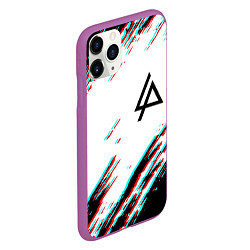 Чехол iPhone 11 Pro матовый Linkin park краски глитч, цвет: 3D-фиолетовый — фото 2