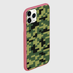 Чехол iPhone 11 Pro матовый Камуфляжный стиль текстура пикселя, цвет: 3D-малиновый — фото 2