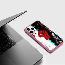 Чехол iPhone 11 Pro матовый СССР краска текстура, цвет: 3D-малиновый — фото 2