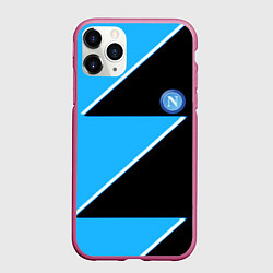 Чехол iPhone 11 Pro матовый Napoli fc geometry blue, цвет: 3D-малиновый