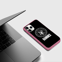 Чехол iPhone 11 Pro матовый Ramones rock logo, цвет: 3D-малиновый — фото 2