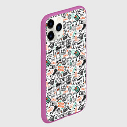 Чехол iPhone 11 Pro матовый Дудл хипстер, цвет: 3D-фиолетовый — фото 2