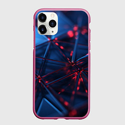 Чехол iPhone 11 Pro матовый Абстрактные треугольные элементы, цвет: 3D-малиновый