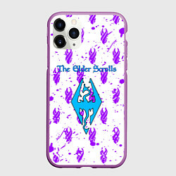 Чехол iPhone 11 Pro матовый The Elder scrolls pattern game, цвет: 3D-фиолетовый