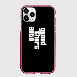 Чехол iPhone 11 Pro матовый Grand theft auto logo, цвет: 3D-малиновый