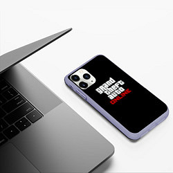 Чехол iPhone 11 Pro матовый GTA online logo, цвет: 3D-светло-сиреневый — фото 2