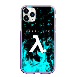 Чехол iPhone 11 Pro матовый Half life fire x portal game, цвет: 3D-светло-сиреневый