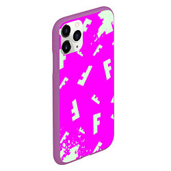 Чехол iPhone 11 Pro матовый Fortnite pattern pink, цвет: 3D-фиолетовый — фото 2