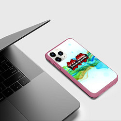 Чехол iPhone 11 Pro матовый Tekken neon flame smoke, цвет: 3D-малиновый — фото 2