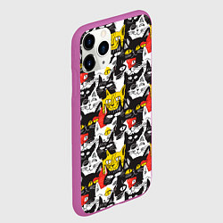 Чехол iPhone 11 Pro матовый Прикольные коты, цвет: 3D-фиолетовый — фото 2