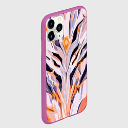 Чехол iPhone 11 Pro матовый Чёрно-бело-оранжевая абстракция, цвет: 3D-фиолетовый — фото 2
