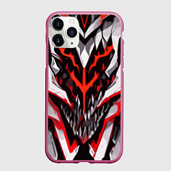 Чехол iPhone 11 Pro матовый Хаотичная красно-белая абстракция, цвет: 3D-малиновый