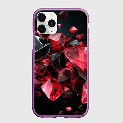 Чехол iPhone 11 Pro матовый Красные и черные камни, цвет: 3D-фиолетовый