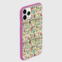 Чехол iPhone 11 Pro матовый Пляжная вечеринка паттерн, цвет: 3D-фиолетовый — фото 2