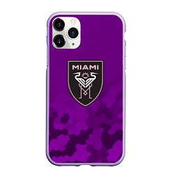 Чехол iPhone 11 Pro матовый Inter Miami logo pattern, цвет: 3D-светло-сиреневый