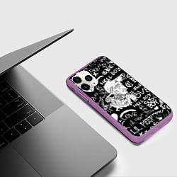 Чехол iPhone 11 Pro матовый Lil Peep pattern автографы лого, цвет: 3D-фиолетовый — фото 2