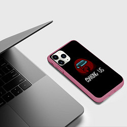 Чехол iPhone 11 Pro матовый Among us logo game, цвет: 3D-малиновый — фото 2