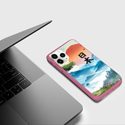 Чехол iPhone 11 Pro матовый Восход красного солнца - Японский пейзаж, цвет: 3D-малиновый — фото 2