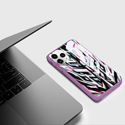 Чехол iPhone 11 Pro матовый Хаотичная красно-белая абстракция, цвет: 3D-фиолетовый — фото 2