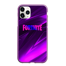 Чехол iPhone 11 Pro матовый Fortnite neon stripes angles logo, цвет: 3D-фиолетовый