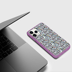Чехол iPhone 11 Pro матовый Черепа разной формы паттерны, цвет: 3D-фиолетовый — фото 2
