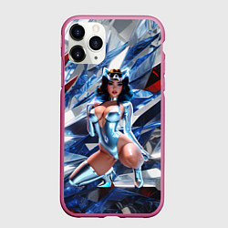Чехол iPhone 11 Pro матовый Космическая секси девушка в блестящем купальнике, цвет: 3D-малиновый