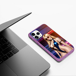 Чехол iPhone 11 Pro матовый Аниме девушка в купальнике ночью, цвет: 3D-фиолетовый — фото 2