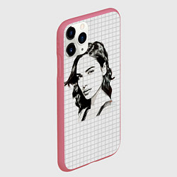 Чехол iPhone 11 Pro матовый Рисунок Галь Гадот в тетради в клетку, цвет: 3D-малиновый — фото 2
