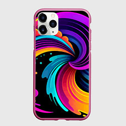 Чехол iPhone 11 Pro матовый Яркая красочная абстракция - нейроарт, цвет: 3D-малиновый