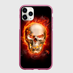 Чехол iPhone 11 Pro матовый Лучший пылающий череп, цвет: 3D-малиновый