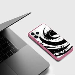 Чехол iPhone 11 Pro матовый Ai art black and white abstraction, цвет: 3D-малиновый — фото 2