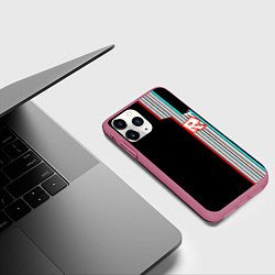 Чехол iPhone 11 Pro матовый Roblox glitch line, цвет: 3D-малиновый — фото 2