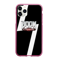 Чехол iPhone 11 Pro матовый Doom eternal geometry white, цвет: 3D-малиновый