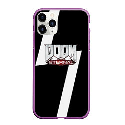 Чехол iPhone 11 Pro матовый Doom eternal geometry white, цвет: 3D-фиолетовый