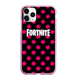 Чехол iPhone 11 Pro матовый Fortnite snowflake pattern, цвет: 3D-розовый