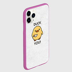 Чехол iPhone 11 Pro матовый Уточка с ножом duck you meme, цвет: 3D-фиолетовый — фото 2