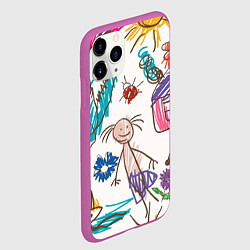 Чехол iPhone 11 Pro матовый Детский принт, цвет: 3D-фиолетовый — фото 2