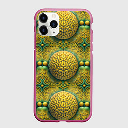 Чехол iPhone 11 Pro матовый Чертоги разума - мозги в лабиринте, цвет: 3D-малиновый