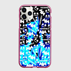 Чехол iPhone 11 Pro матовый Marshmello fire, цвет: 3D-малиновый