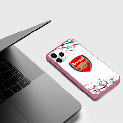 Чехол iPhone 11 Pro матовый Arsenal fc текстура, цвет: 3D-малиновый — фото 2