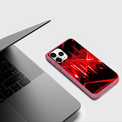 Чехол iPhone 11 Pro матовый Красная агрессивная абстракция на чёрном фоне, цвет: 3D-малиновый — фото 2