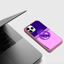 Чехол iPhone 11 Pro матовый Real Madred geometry sport, цвет: 3D-малиновый — фото 2