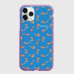 Чехол iPhone 11 Pro матовый Паттерн лисёнок - Мой дикий друг, цвет: 3D-фиолетовый