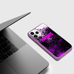 Чехол iPhone 11 Pro матовый Fortnite неоновые краски, цвет: 3D-фиолетовый — фото 2